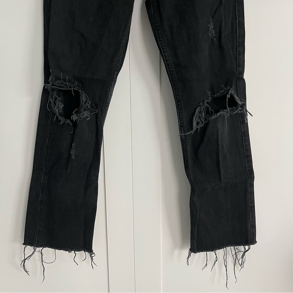 AGOLDE Cherie High Rise Straight Leg Jeans in Distortion Black Distressed 24 - Picture 7 of 15